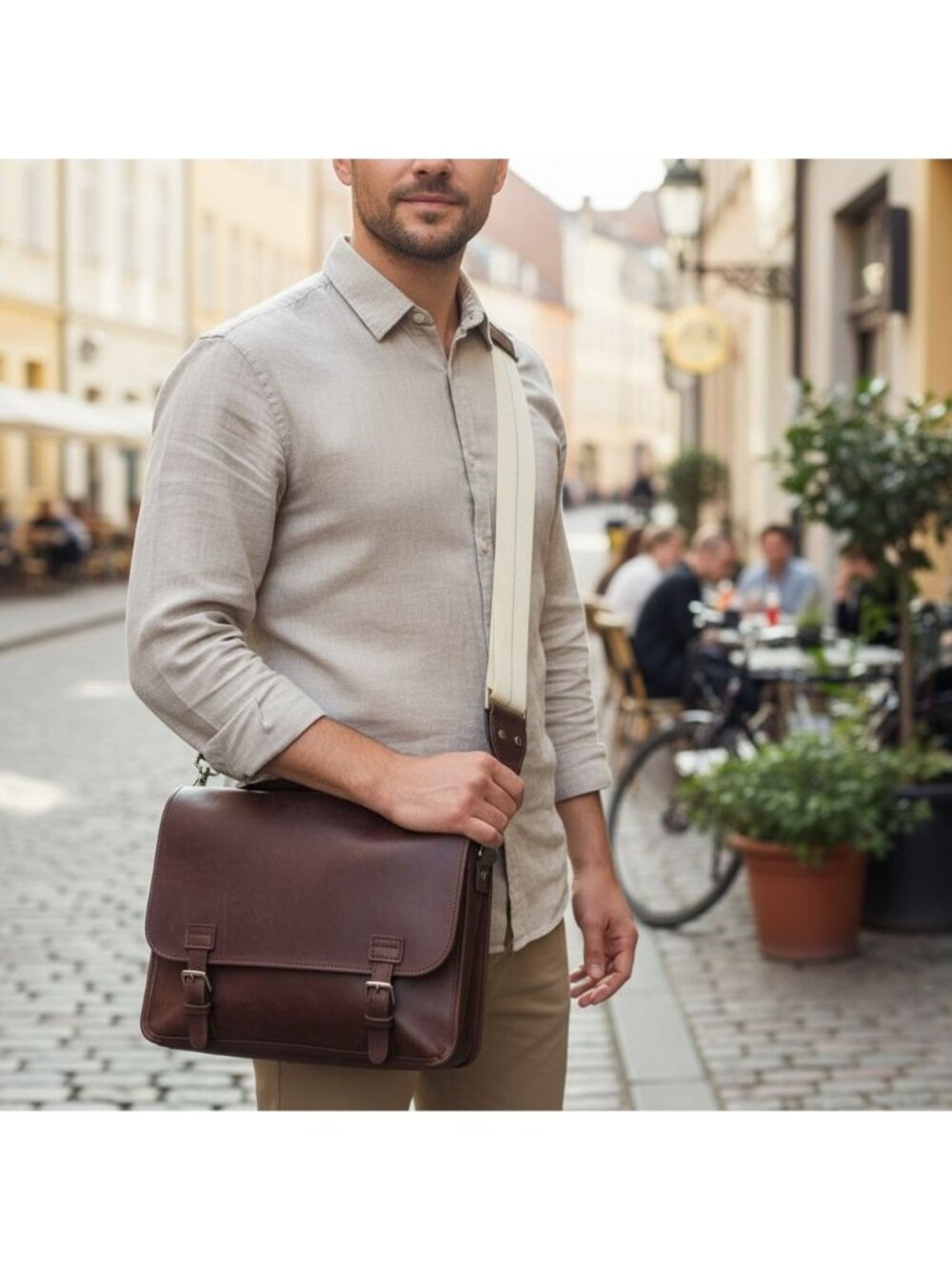 Leather & Canvas Adjustable Replacement Shoulder Strap With Metal Clips